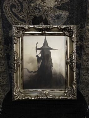 Gothic "Shadow Witch" Art Print in Ornate Silver Frame